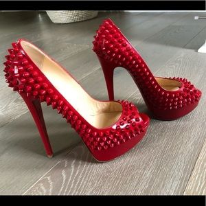 Christian Louboutin Lady Peep Spikes 150 Red